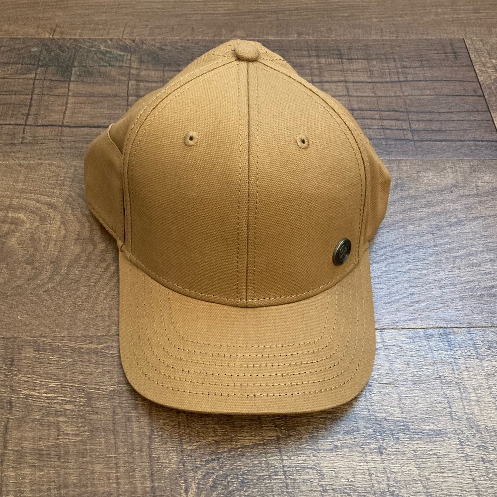 Canvas Curved Brim Hat Cap in Camel Brown w/ Storage Pocket NWOT